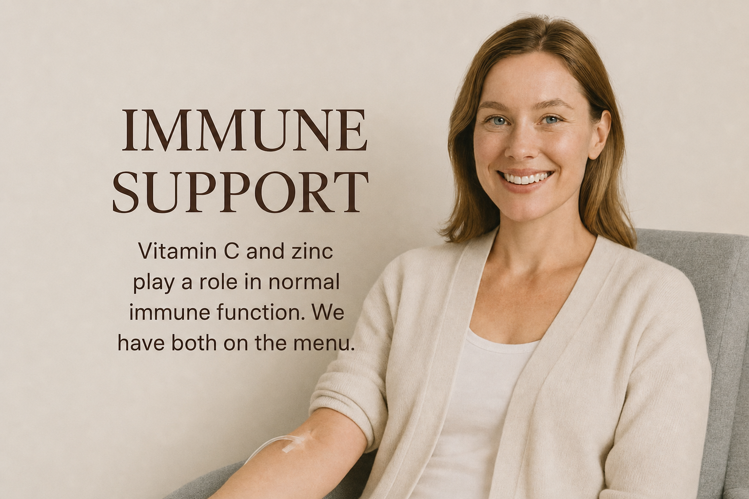 Immune support. Vitamin C and zinc play a role in normal immune function.