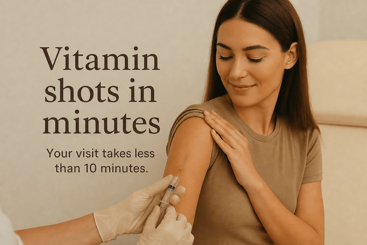Vitamin shots in minutes. Your visit takes less than 10 minutes.
