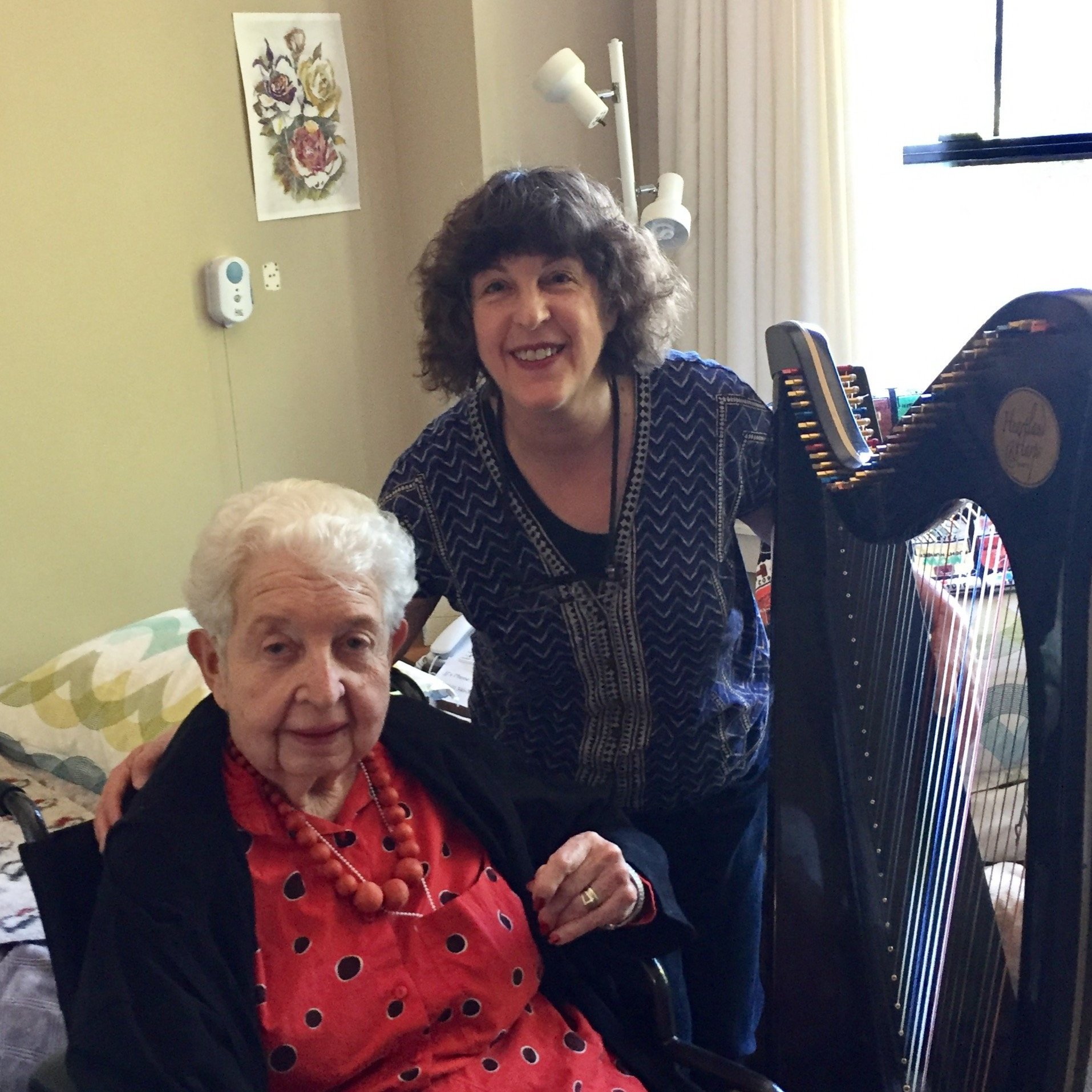 Lynn Gruver Rovin - Me and my oldest harp student"