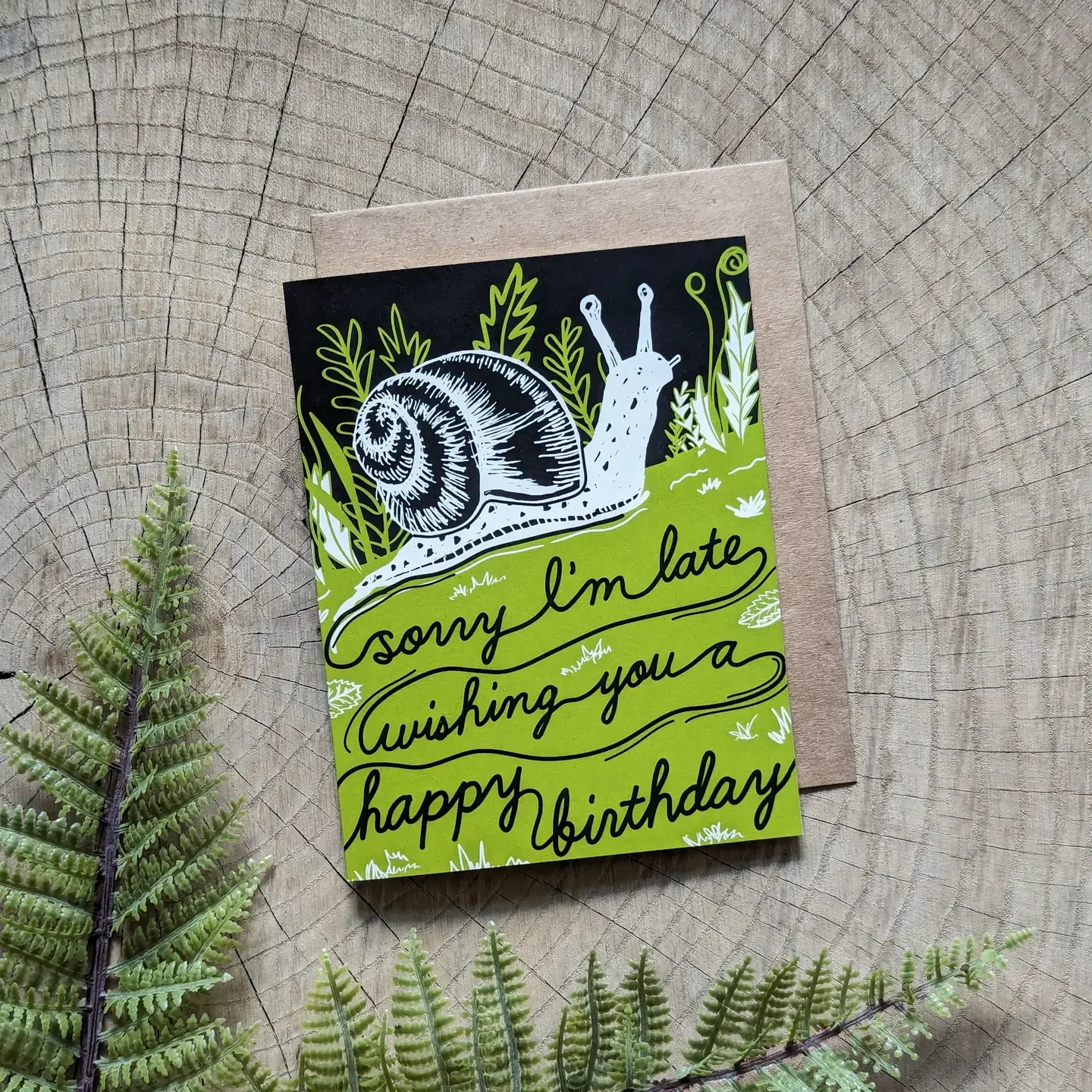 Greeting card | belated birthday snail