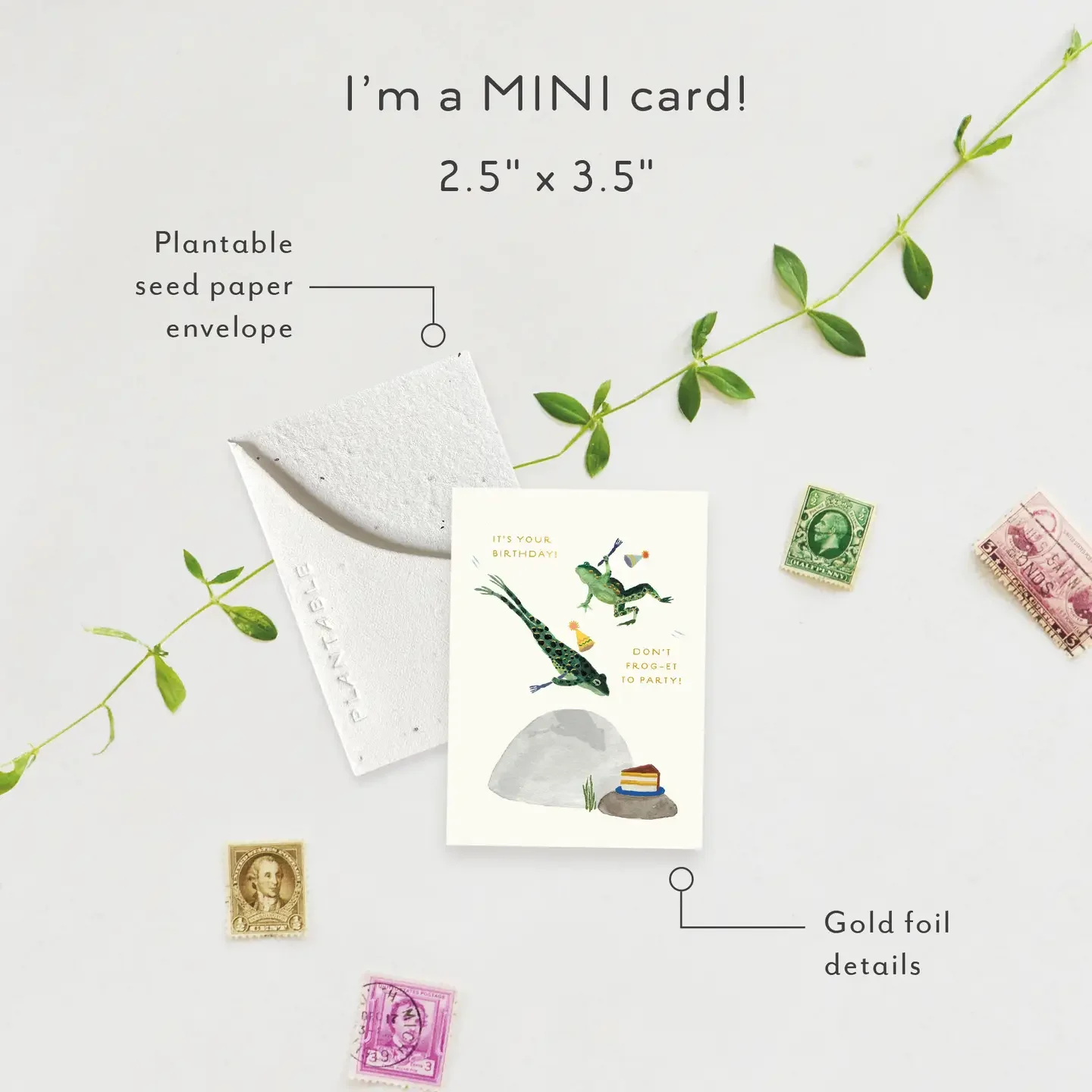 Party Frogs Sprout - Birthday Mini Greeting Card.webp