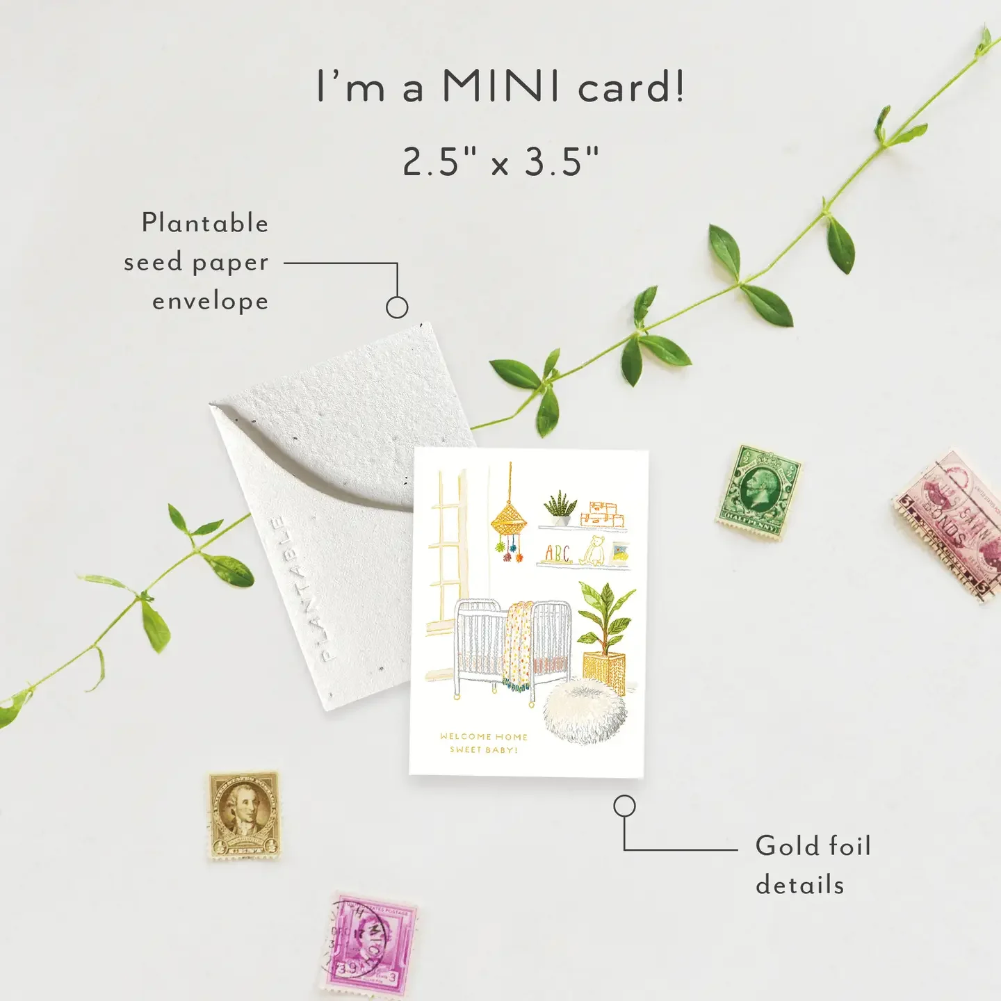 Nursery Sprout - Baby Mini Greeting Card.webp