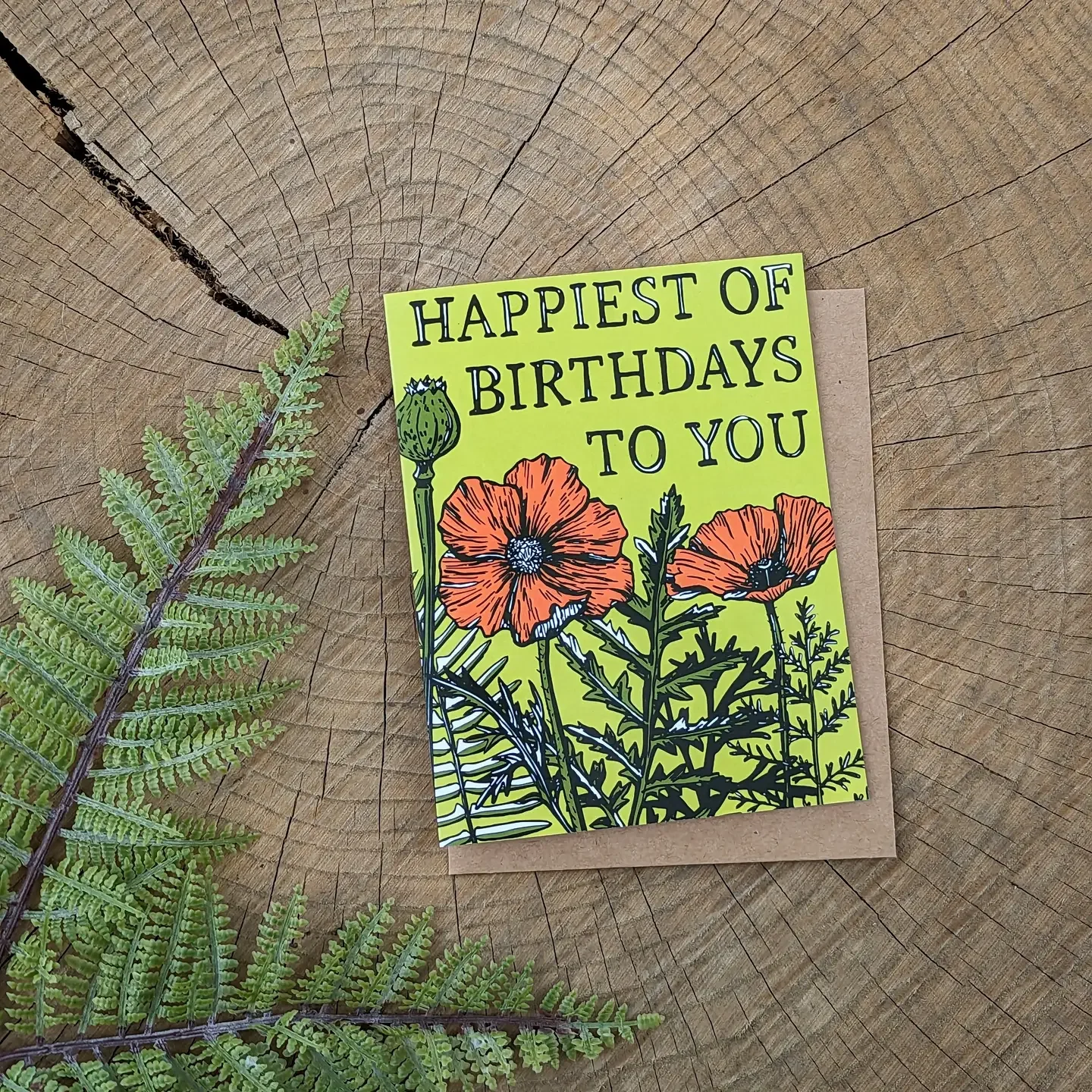 Greeting card | happiest of birthdays poppies