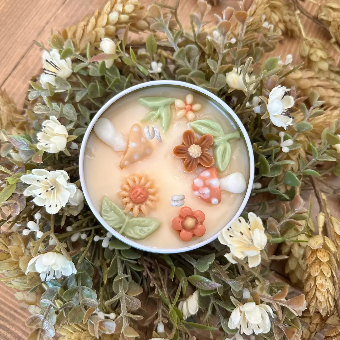 Mushroom and Flowers Tin Candle.webp