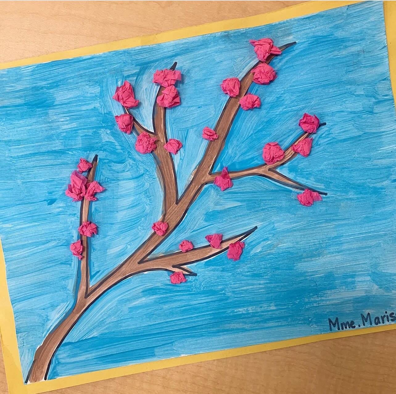 It&rsquo;s cherry blossom season! 🌸 This is a project that I did back in my kindergarten days. We drew, then painted the tree and added blossoms with tissue paper. Truth be told, my sample is now 7 years old and has flattened but your blossoms can b