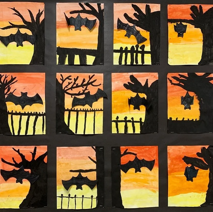 Spooky bats 🦇 

Full instructions on my blog at mmemarissa.com
Find this project in the Halloween art section (scroll down on homepage)

#Frenchteachers #frenchimmersion #grade3 #grade2 #primaryteacher #canadianteacher #bcteachers #artforkids #kidsa