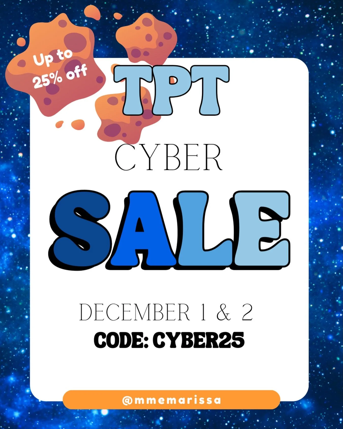 The TPT cyber sale is happening now! Get 20% my entire store plus get an additional 5% off with code CYBER25. ✨