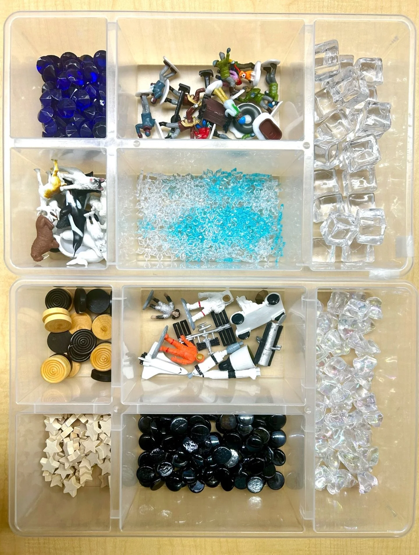 Loose parts ready for January early finishers. We have an Arctic theme and a space theme. 🐻&zwj;❄️❄️ 🚀🧑&zwj;🚀

This is NOT for story workshop. They are early finisher options and don&rsquo;t come with instructions or prompts. They do whatever the