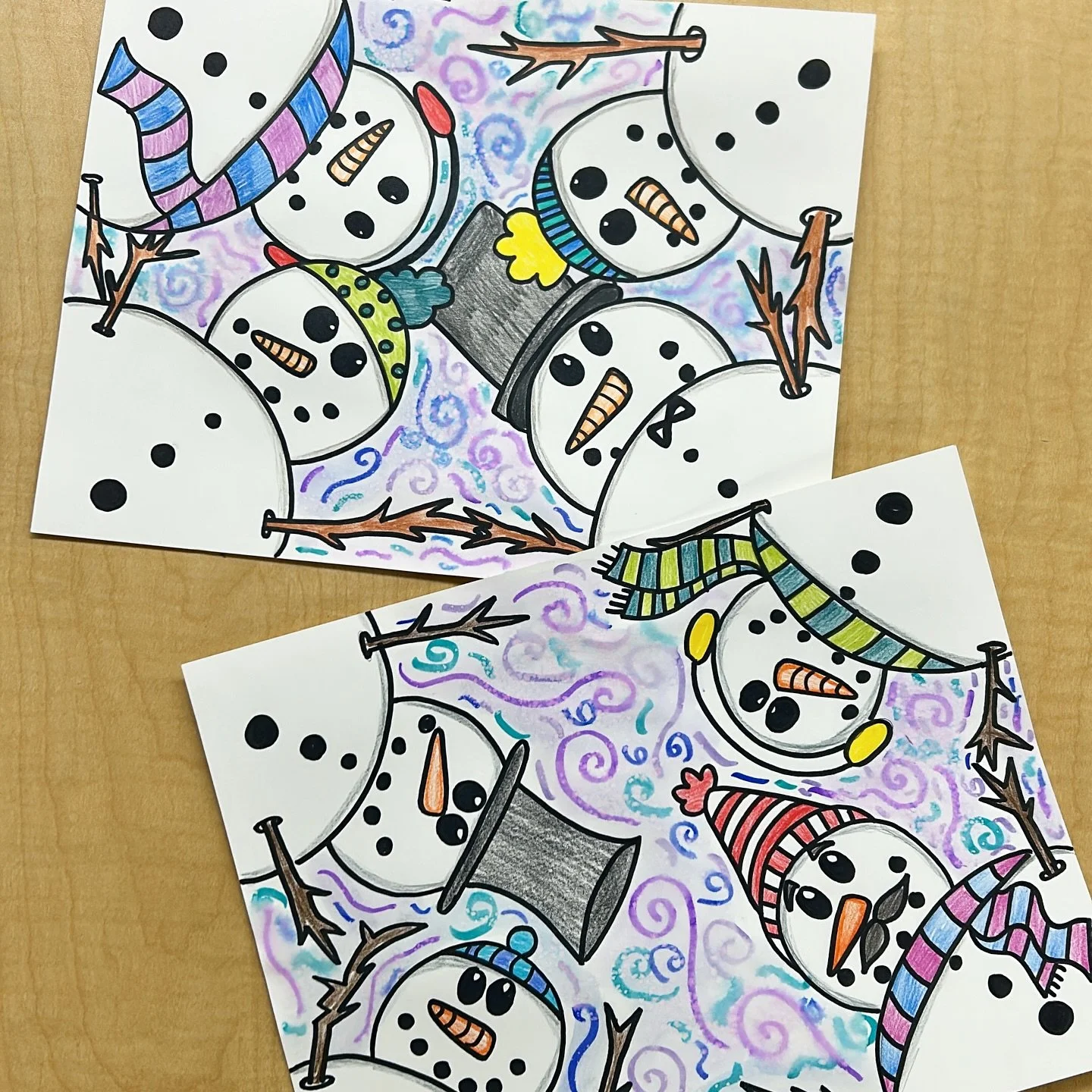 Snowman perspective ❄️ ⛄️ 

This is a no-prep project that you can do your first week back. Find the link to the instructional video that inspired this project in the blog post (found in the winter art section). 

#artforkids #kidsartproject #wintera