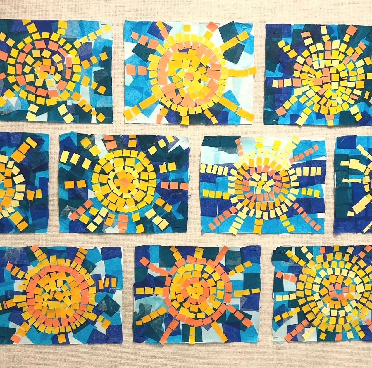 Looking into sunnier days with this mosaic style sun. 

This project requires 2 days to complete. Background one day, sun another. 

Full instructions on my blog. Find it in the summer art section. 

#artforkids #kidsartprojects #summerart #mosaicart