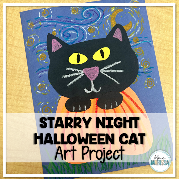 Starry Night Halloween Cat Art Project