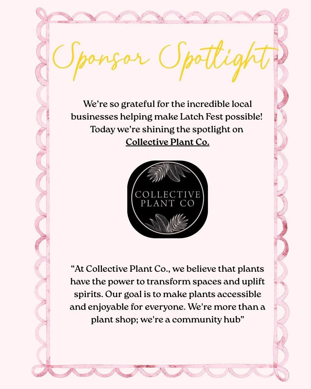 Thank you for supporting families and our local community! Your support helps us create an event centered around connection, community &amp; support 💕

Give them some love and check them out! 👇🏻

collectiveplantco