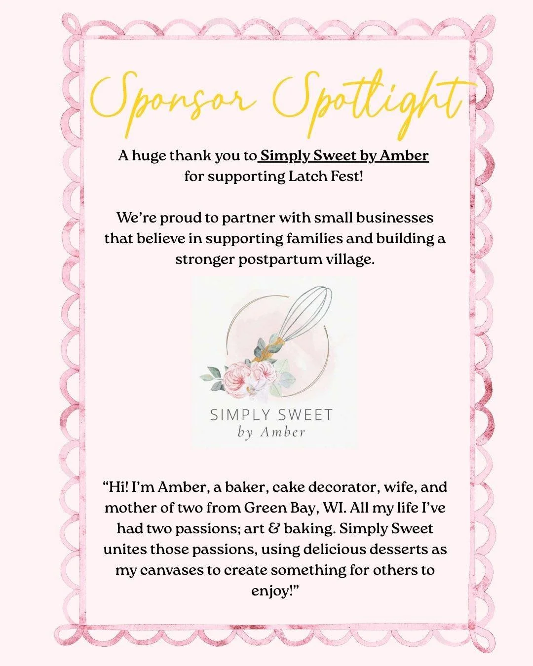 We couldn&rsquo;t do it without you! ✨ Simply Sweet by Amber is donating a cake!

Go give her some love!

@Simplysweetbyamber

#NEWLatchFest #LatchFest2026 #SponsorSpotlight #SupportLocal