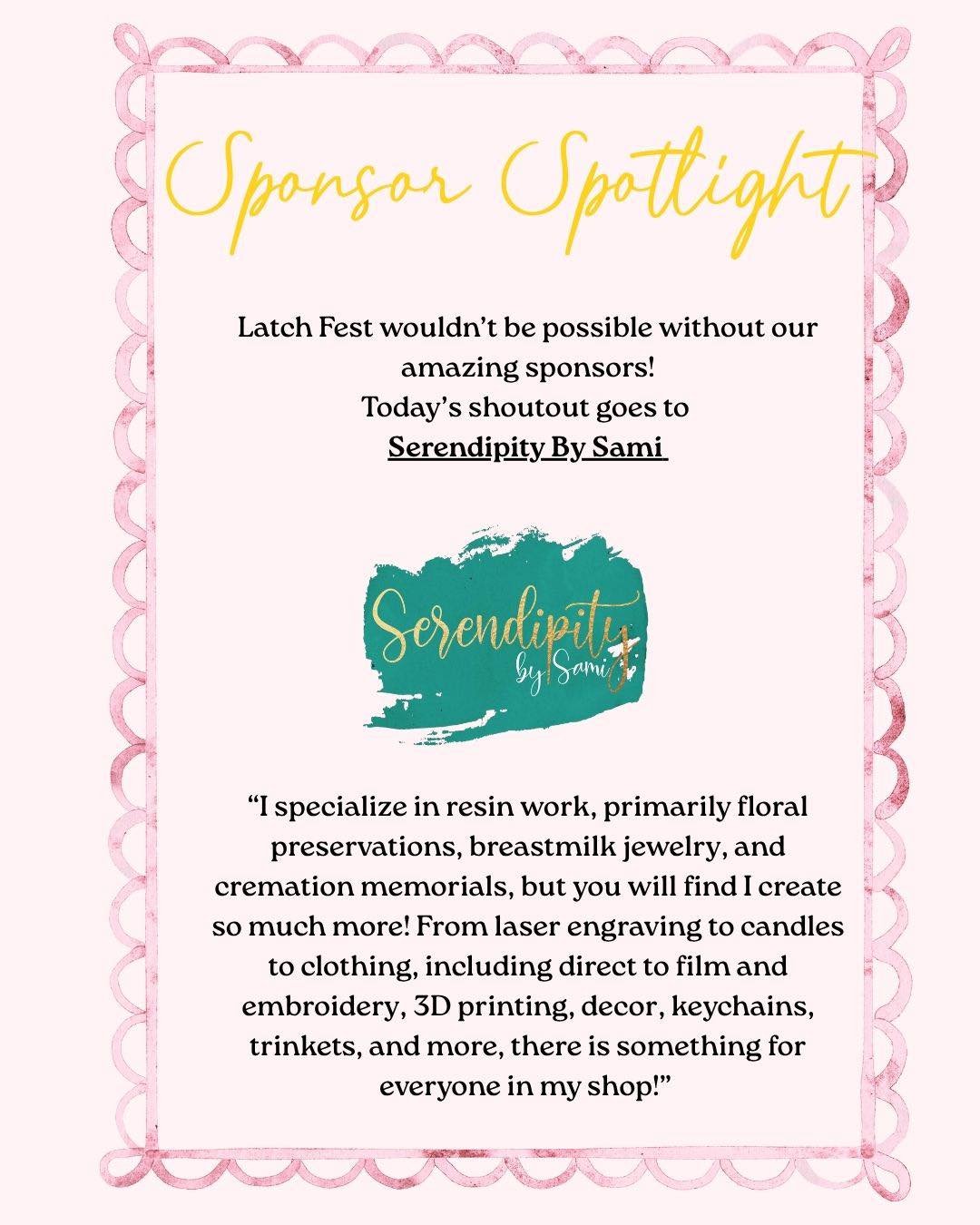Ending our sponsors spotlight is a fan favorite, breastmilk jewelry giveaway! Thank you so much for all you do and the families you touch, Serendipity By Sami! 

Give our sponsors some love ❤️ ✨

#NEWlatchfest #breastfeedingsupportclub #breastmilkjew