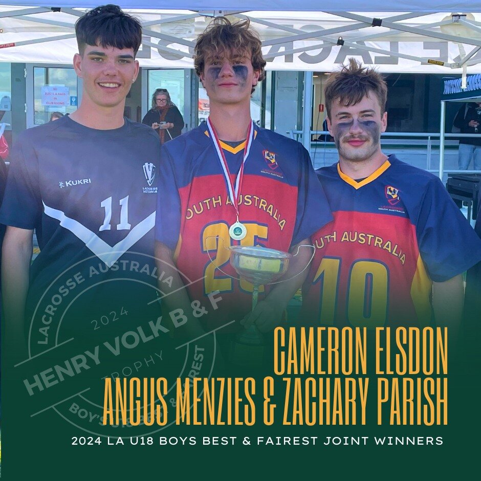 Congratulations to your JOINT 2024 Henry Volk Trophy winners for the Best &amp; Fairest players at the 2024 LA U18 Boys National Championship, 𝗖𝗮𝗺𝗲𝗿𝗼𝗻 𝗘𝗹𝘀𝗱𝗼𝗻 from South Australia, 𝗔𝗻𝗴𝘂𝘀 𝗠𝗲𝗻𝘇𝗶𝗲𝘀 from Victoria and 𝗭𝗮𝗰𝗵𝗮𝗿?