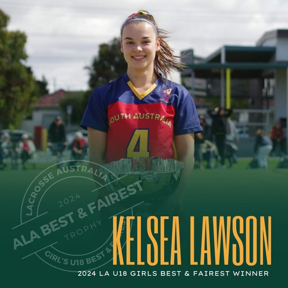 Congratulations to the winner of the ALA Trophy which is awarded to the LA U18 Girls National Championship Fairest &amp; Best, Kelsea Lawson of South Australia!!

#aussielax #nzlax