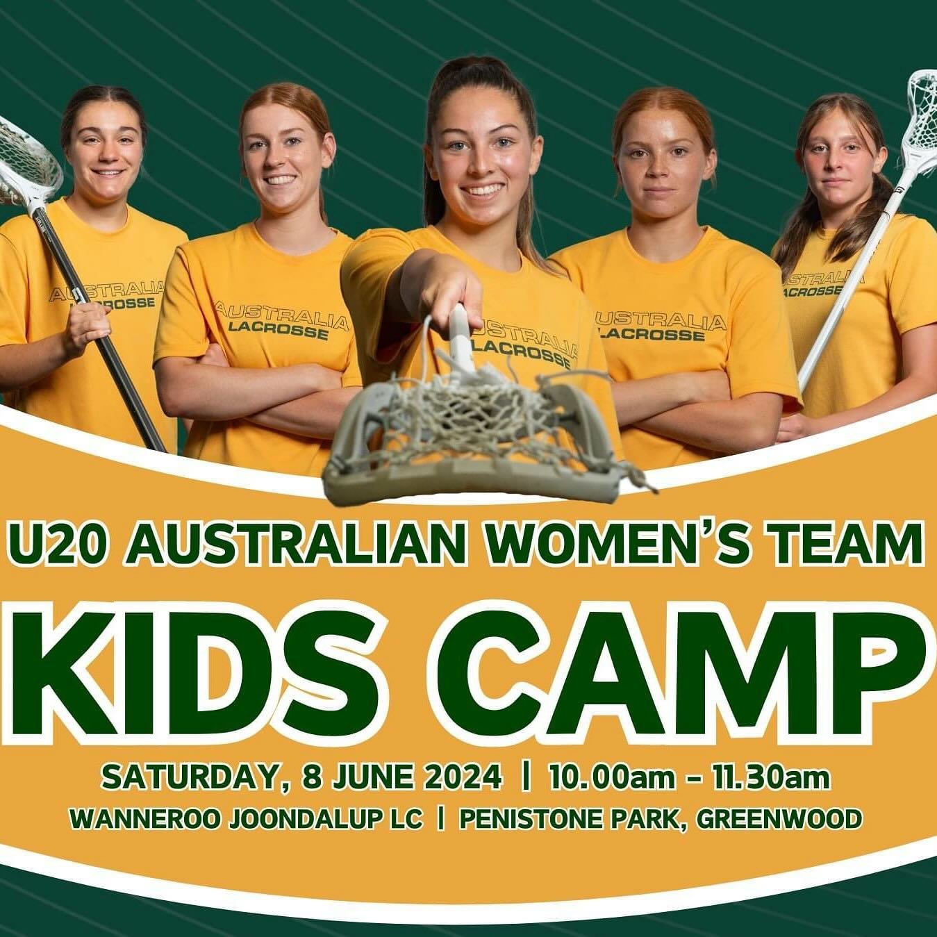 The U20 Australian Women&rsquo;s Team Kids Camp is a unique opportunity for young lacrosse players, both boys and girls, aged 8 - 15 to learn from Australia&rsquo;s next generation of lacrosse stars as they prepare to represent Australia at the World