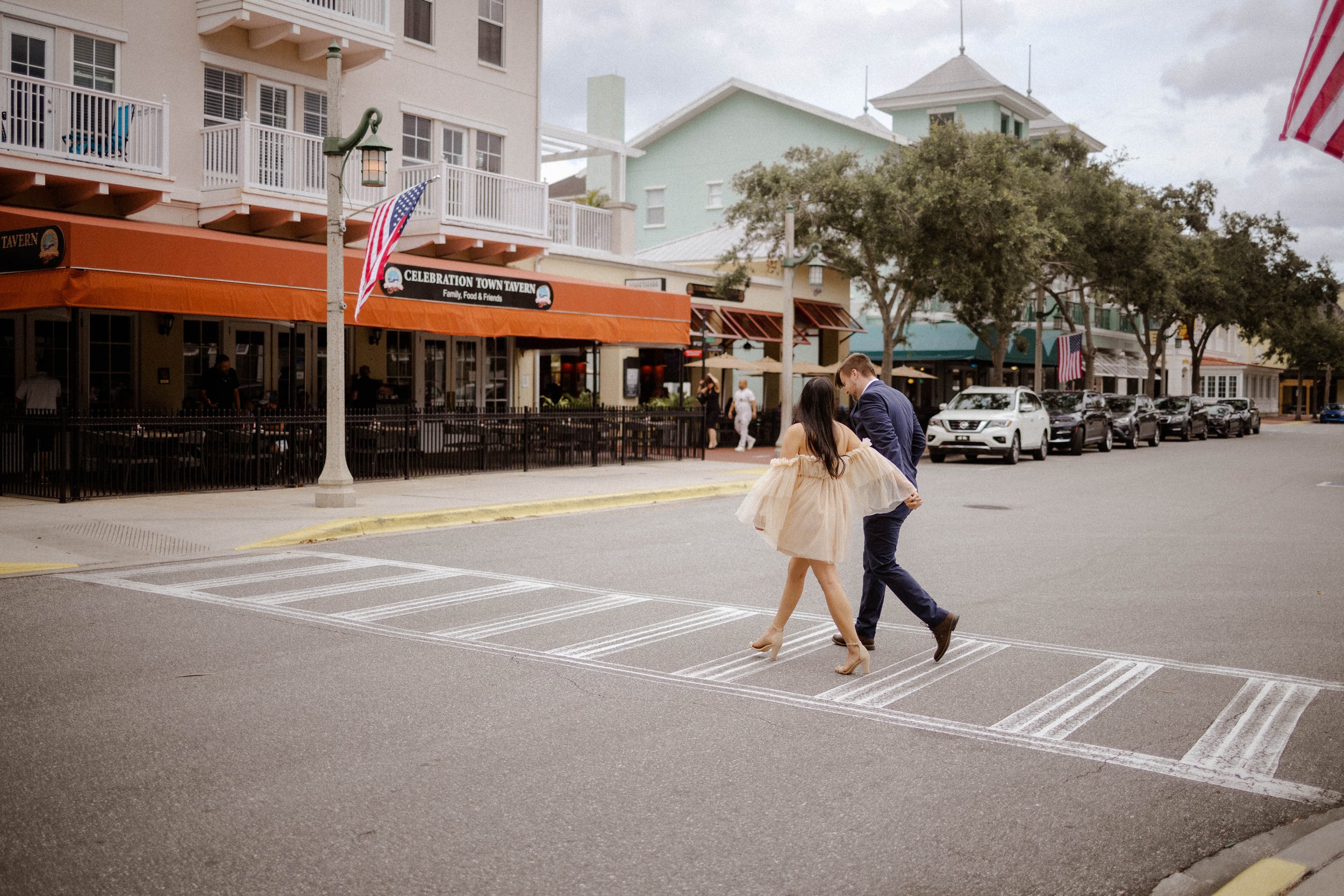 Romantic Engagement Session in Downtown Celebration, Florida