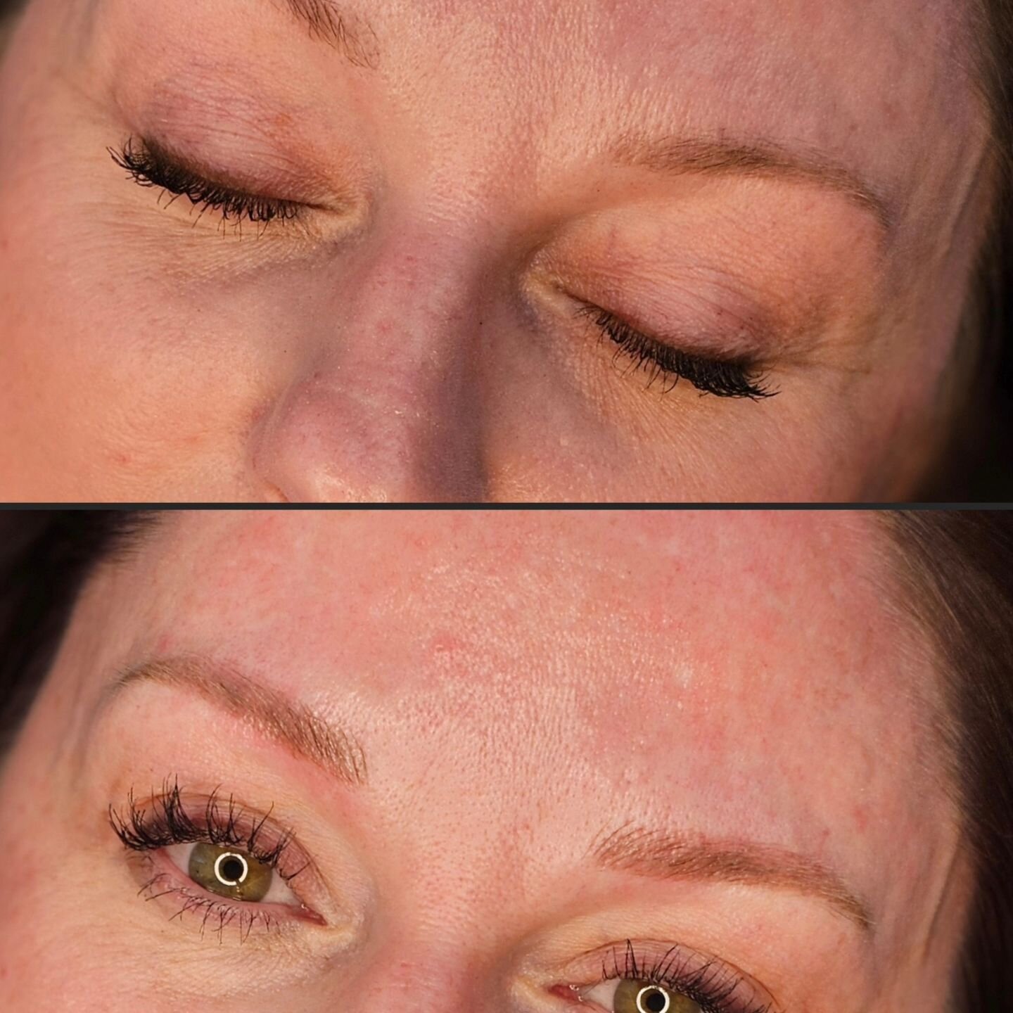 Top is healed from session 1 and bottom is after 2nd! Touch ups help us baby step your way to beautiful brows!