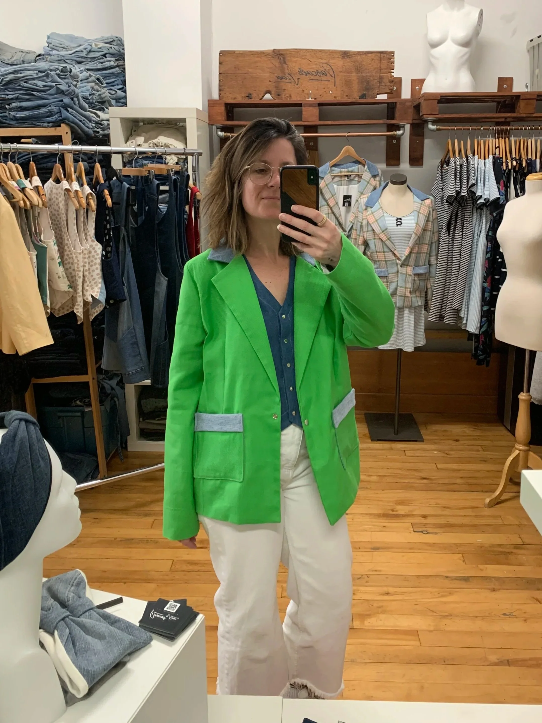 Veston+ample+vert+flash+poches+bouton+pression+insertions+de+denim.jpg