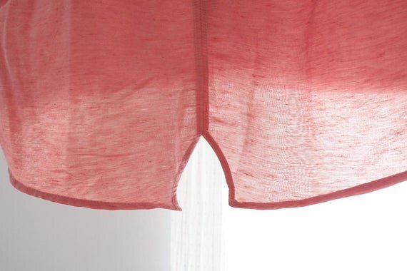 Blouse crop lin rose corail glacé semi ample