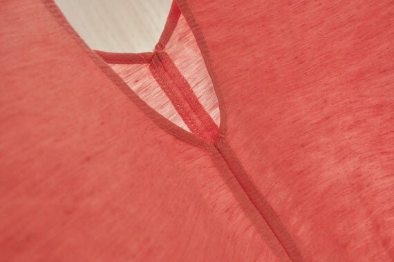 Blouse crop lin rose corail glacé semi ample