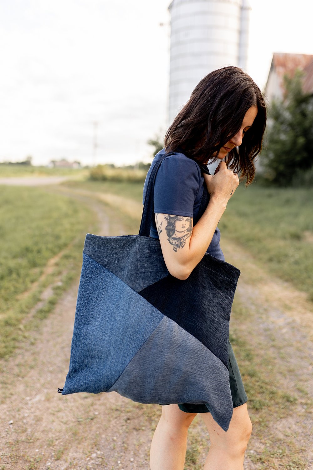 Grand Sac Fourre Tout Jeans Recyclé Tote Bag Denim — Pascale Viau