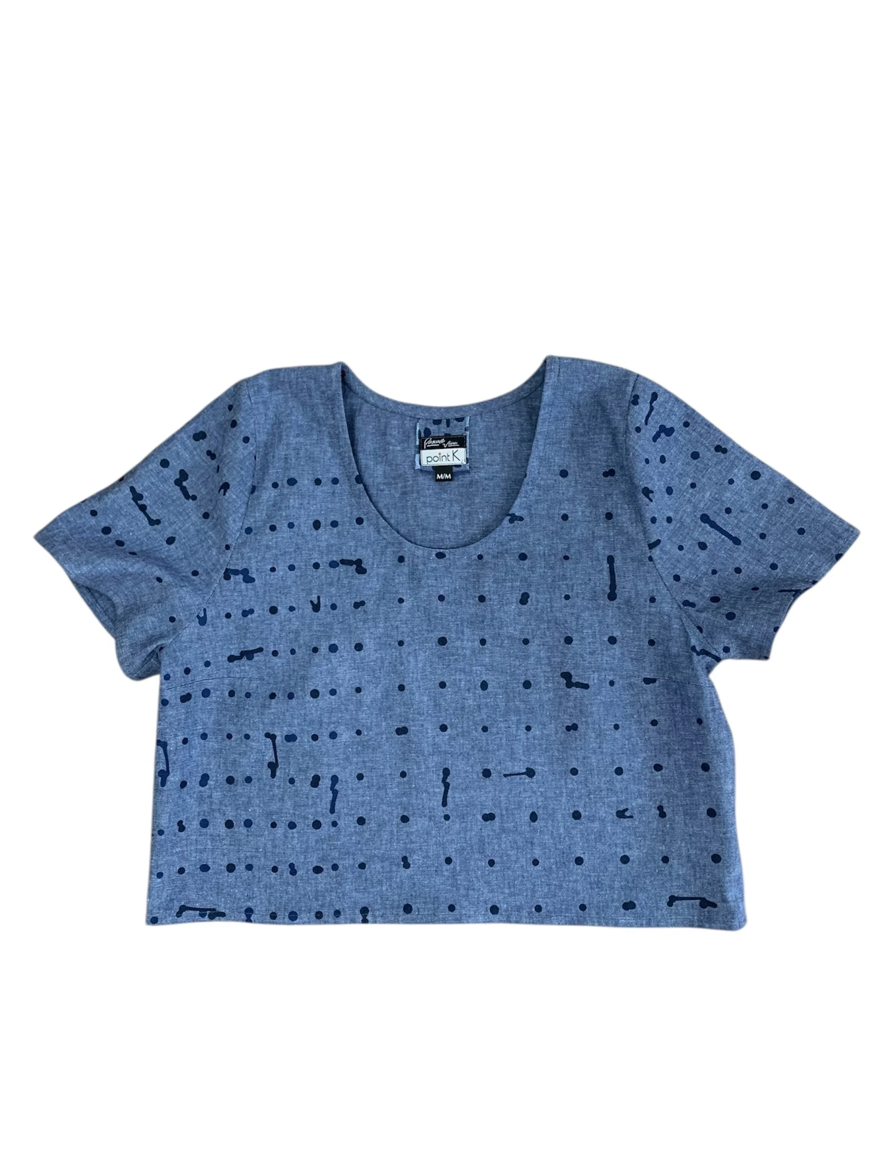 Blouse coton lin bleu point K Pascale VIau.4.jpg