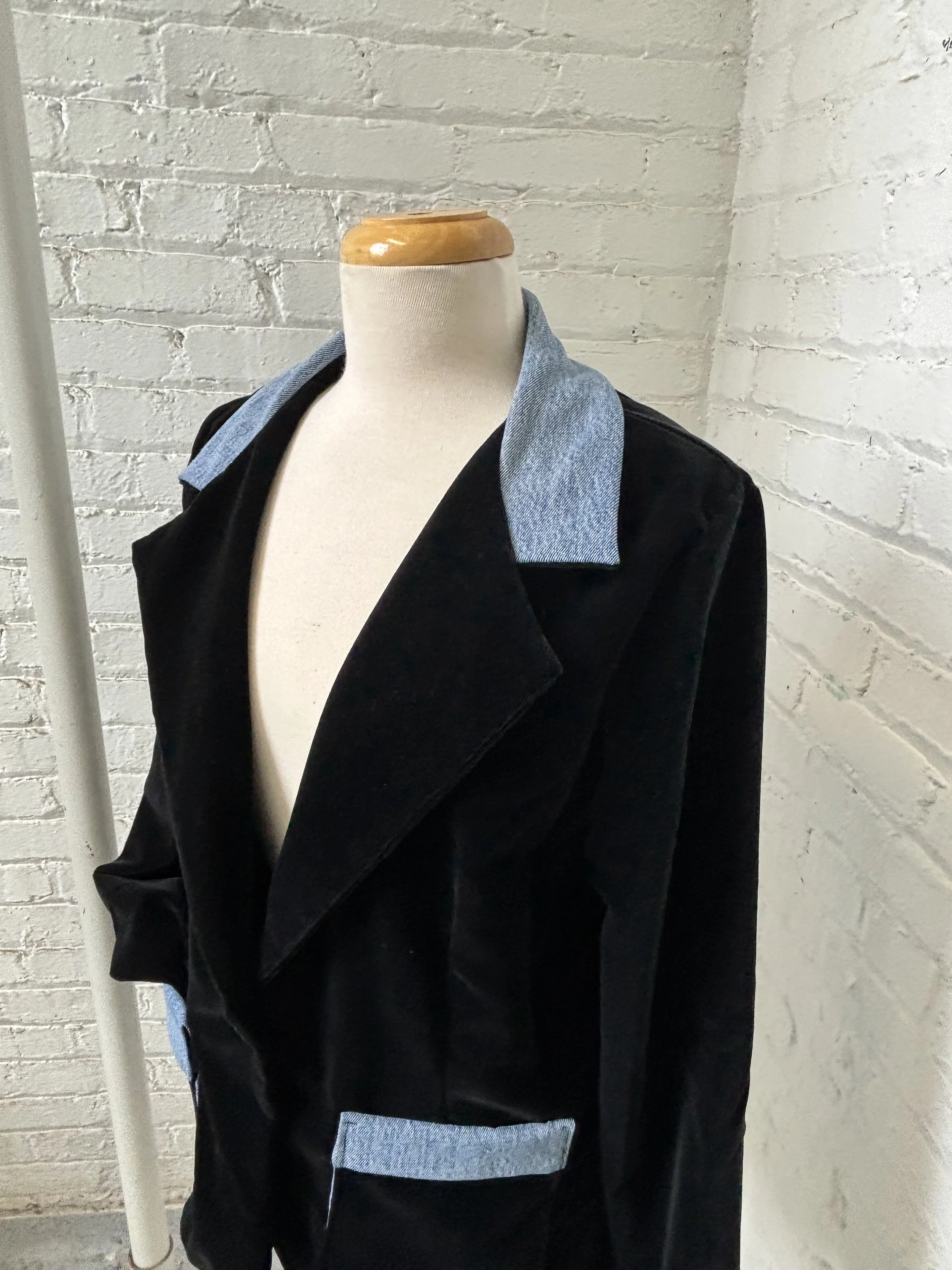 Veston ample velours noir denim clair .3.jpeg