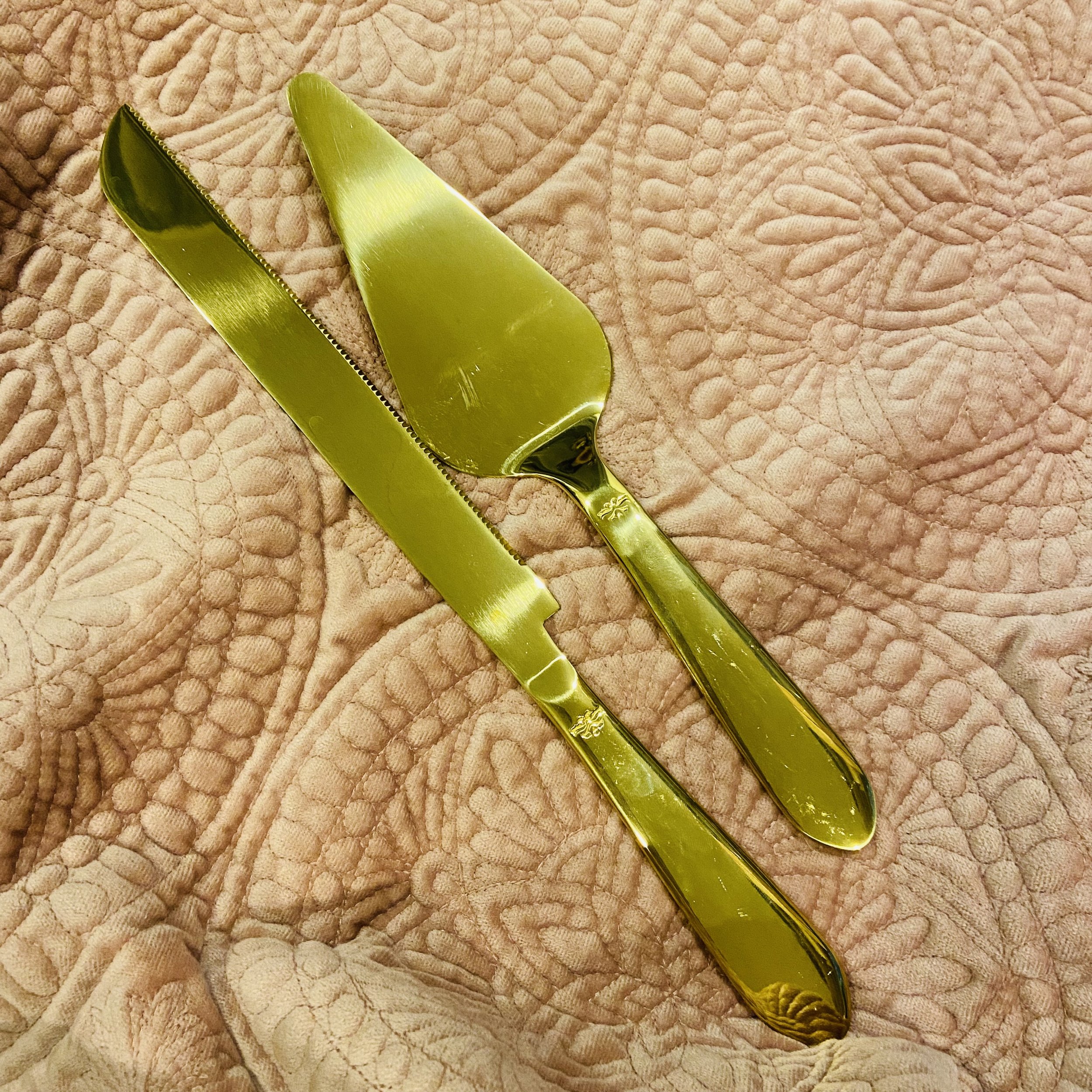 Gold Cake Knife and Server
