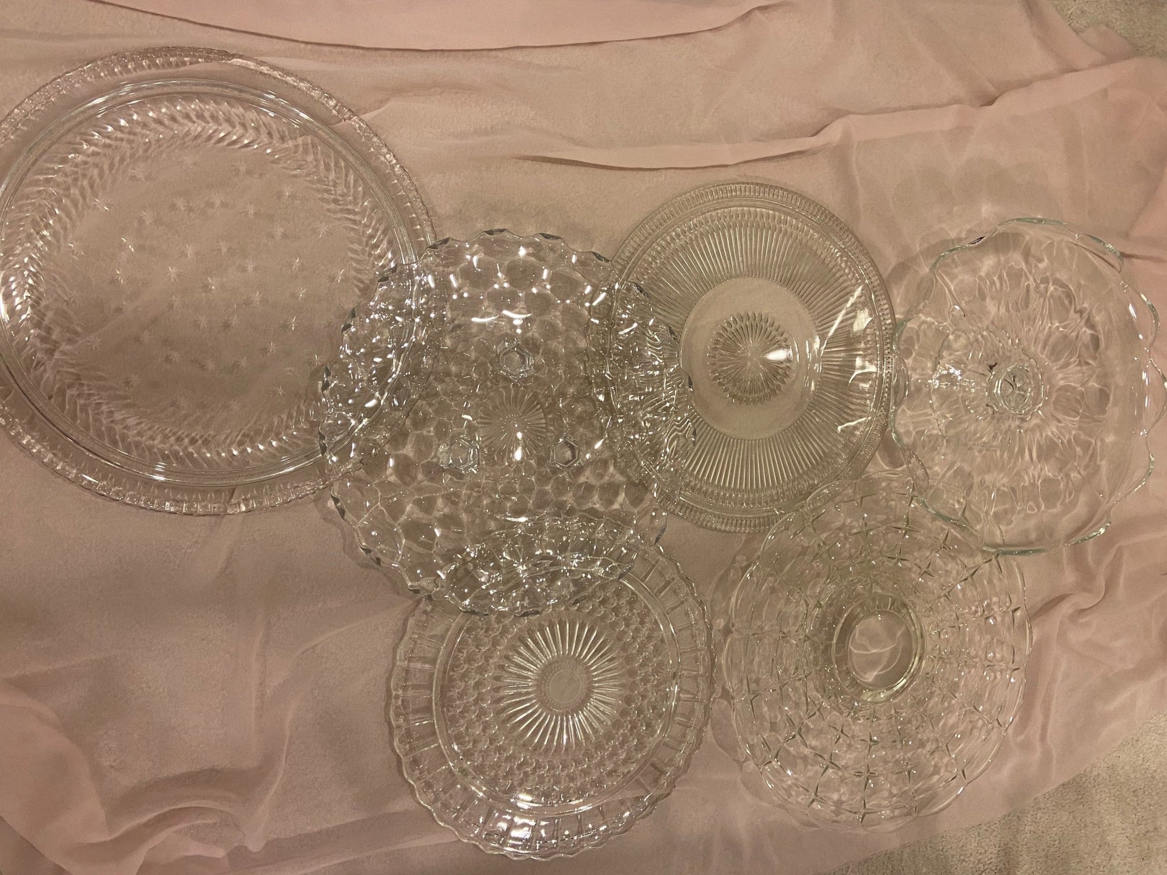 6 Glass Cake Plates