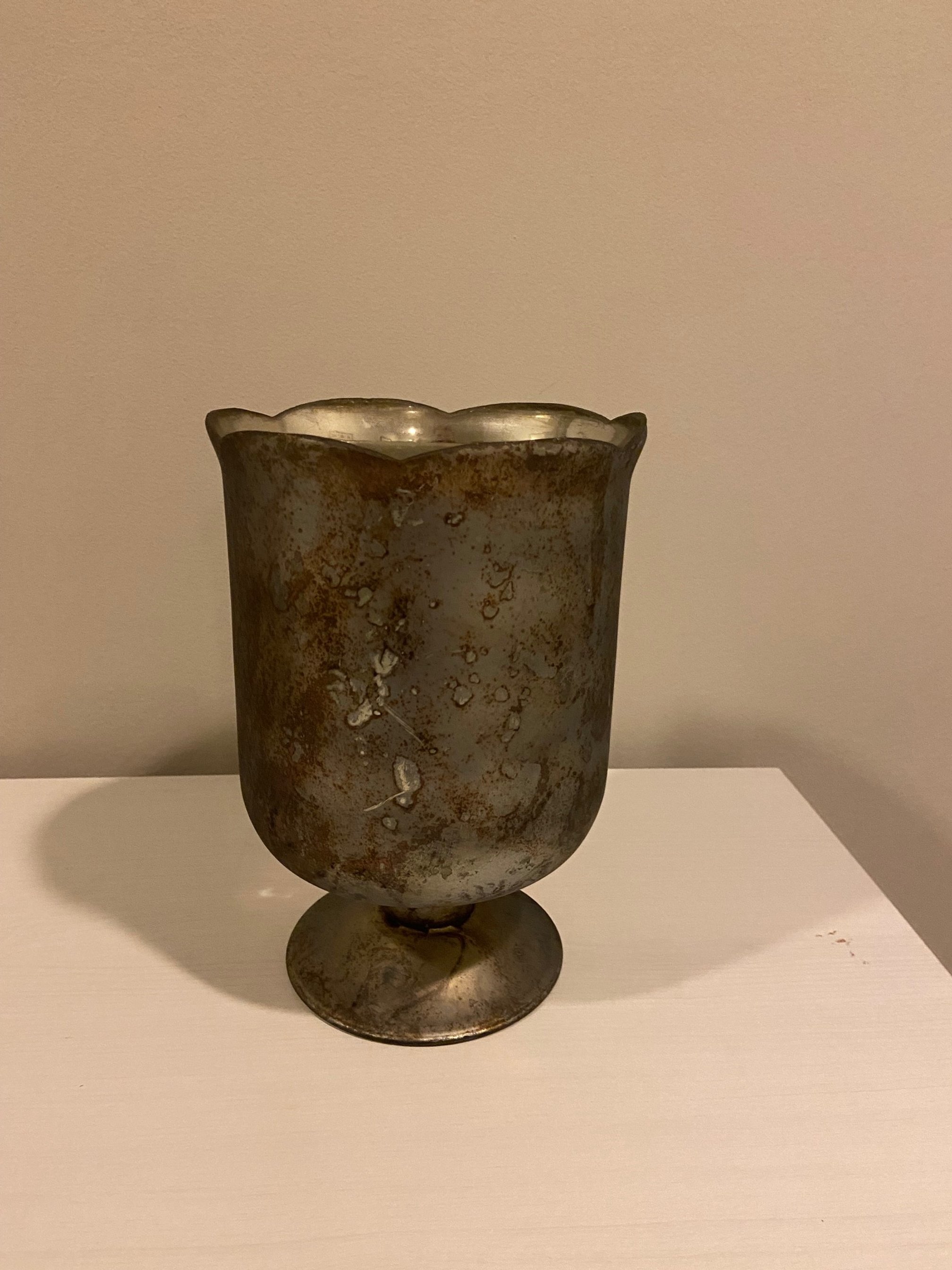 Dark metal vase - good for welcome table arrangements