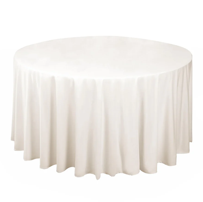 6 ivory 120" round tablecloths
