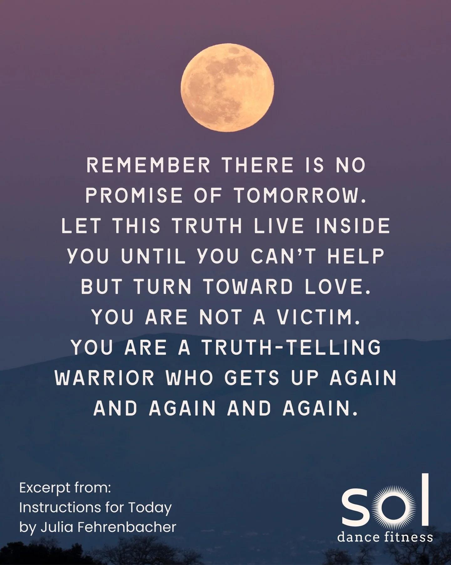 Instructions for Today
by Julia Fehrenbacher 

Sit and listen to a tree for longer 
than feels appropriate. Close eyes 
until the hurting demands 
settle until only the invisible speaks.
Ask yourself the same questions 
you&rsquo;ve been asking
every