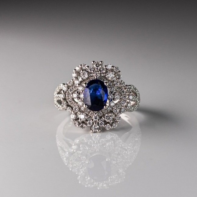 Pear Shaped Sapphire Halo Ring