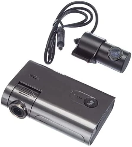 Car dash camera with power cable and mounting accessory