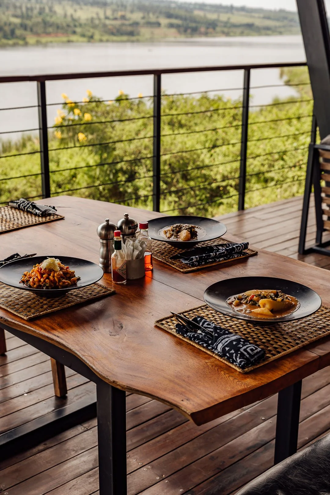 Lunch on the deck above the lake