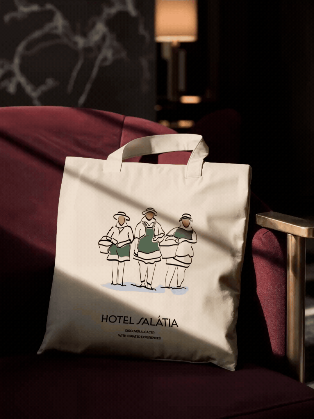 Tote bag design for Hotel Salátia, by Studio V&H. Hotel Branding in Portugal.