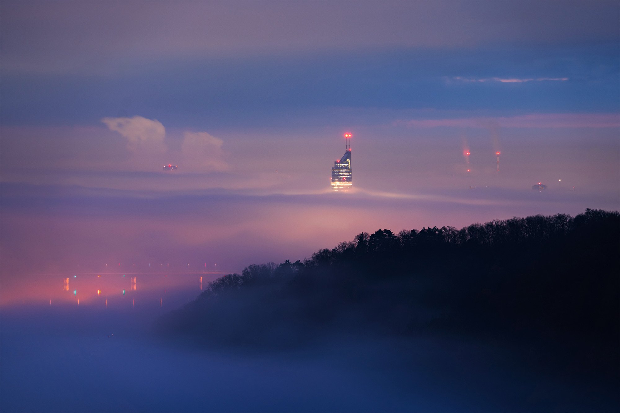 Blue Hour Fog over Vienna