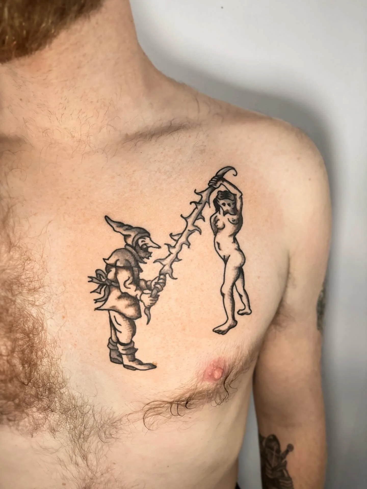 Dermis of mutual suspicion, subcutaneous symbol cluster, healed tattoos, a lot of flash, vinted surprise pack, dumbass cats. In that order.