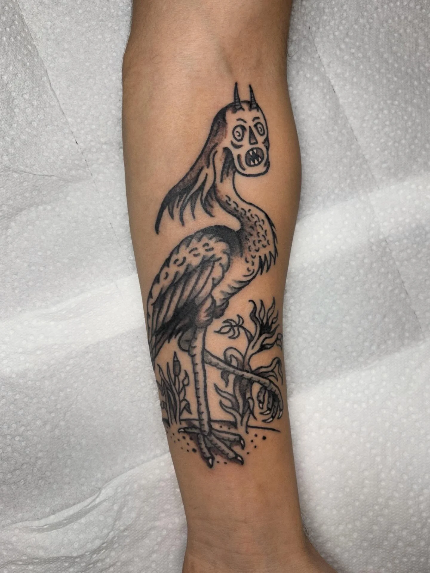 Bird with face of some guy and some guy with face of a bird. First one done yesterday and second one three weeks into healing. I posted this as a reel yesterday but for some reason whenever I post a reel I lose like 50 followers and it gets even less