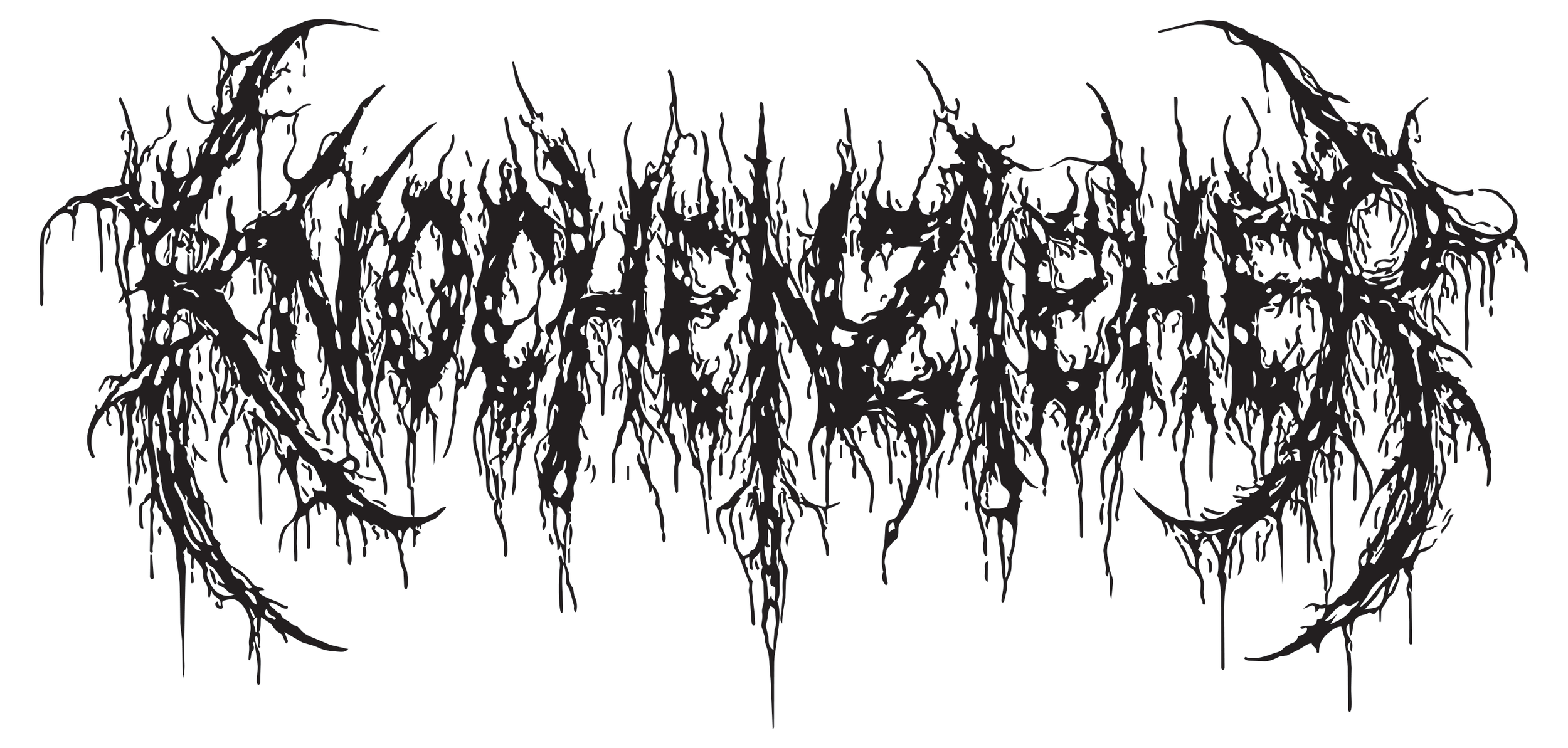 Black intricate, jagged, and chaotic band logo design with a symmetrical, spiky appearance.