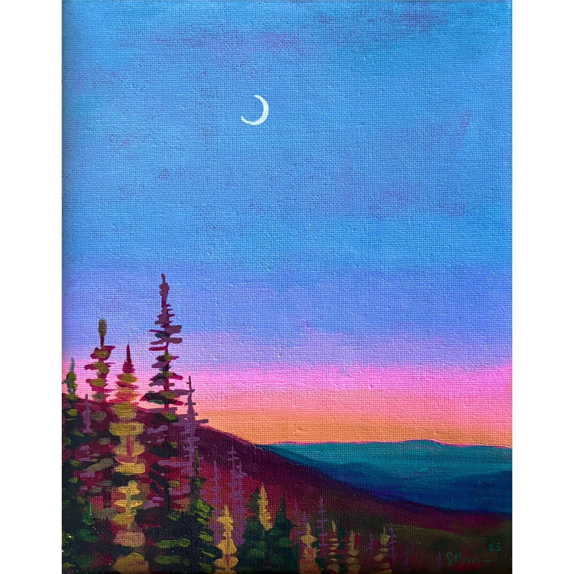 Blush Over Blue Ridge, 8"x10"