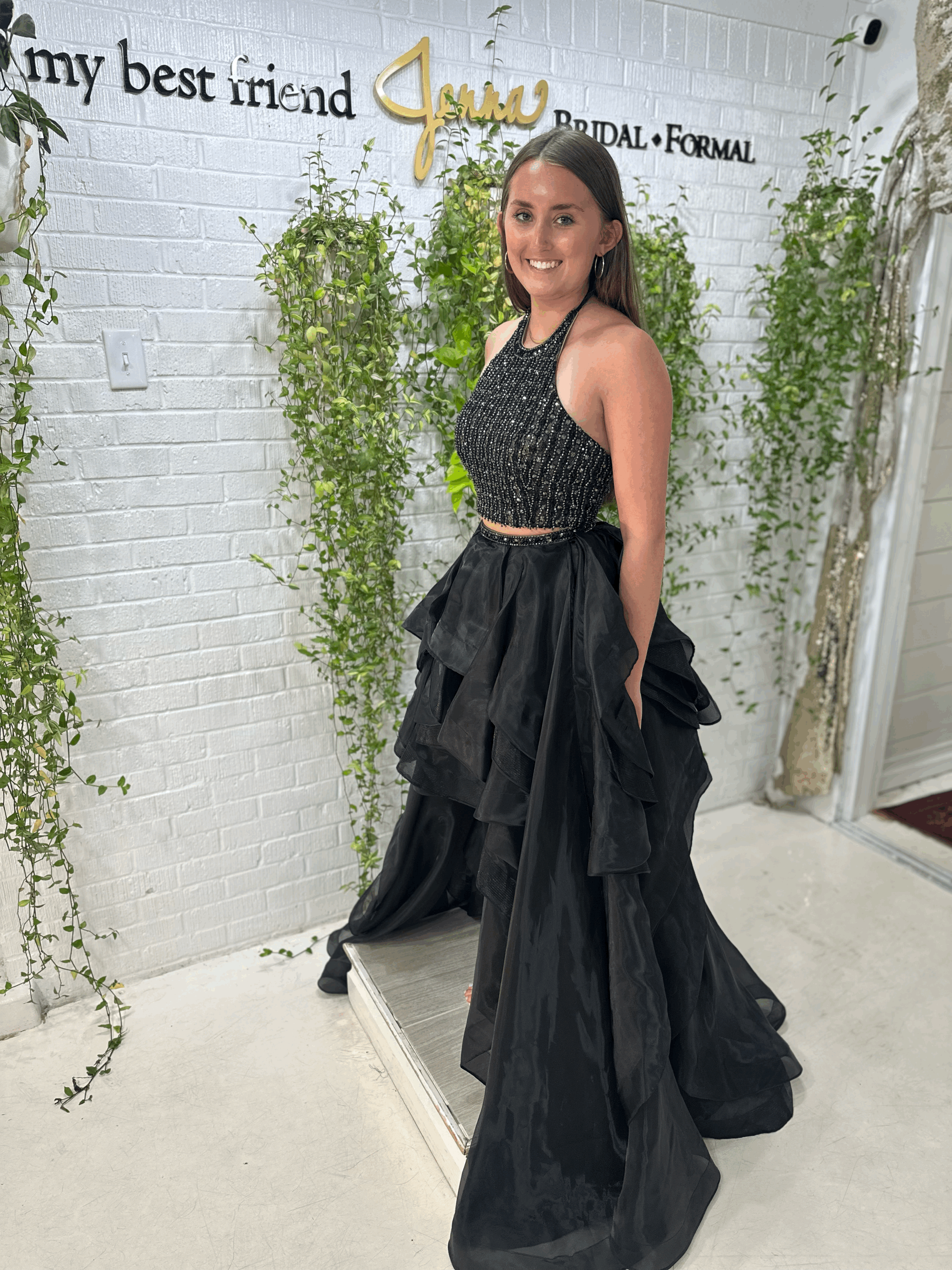 Black 2 Piece Halter Dress