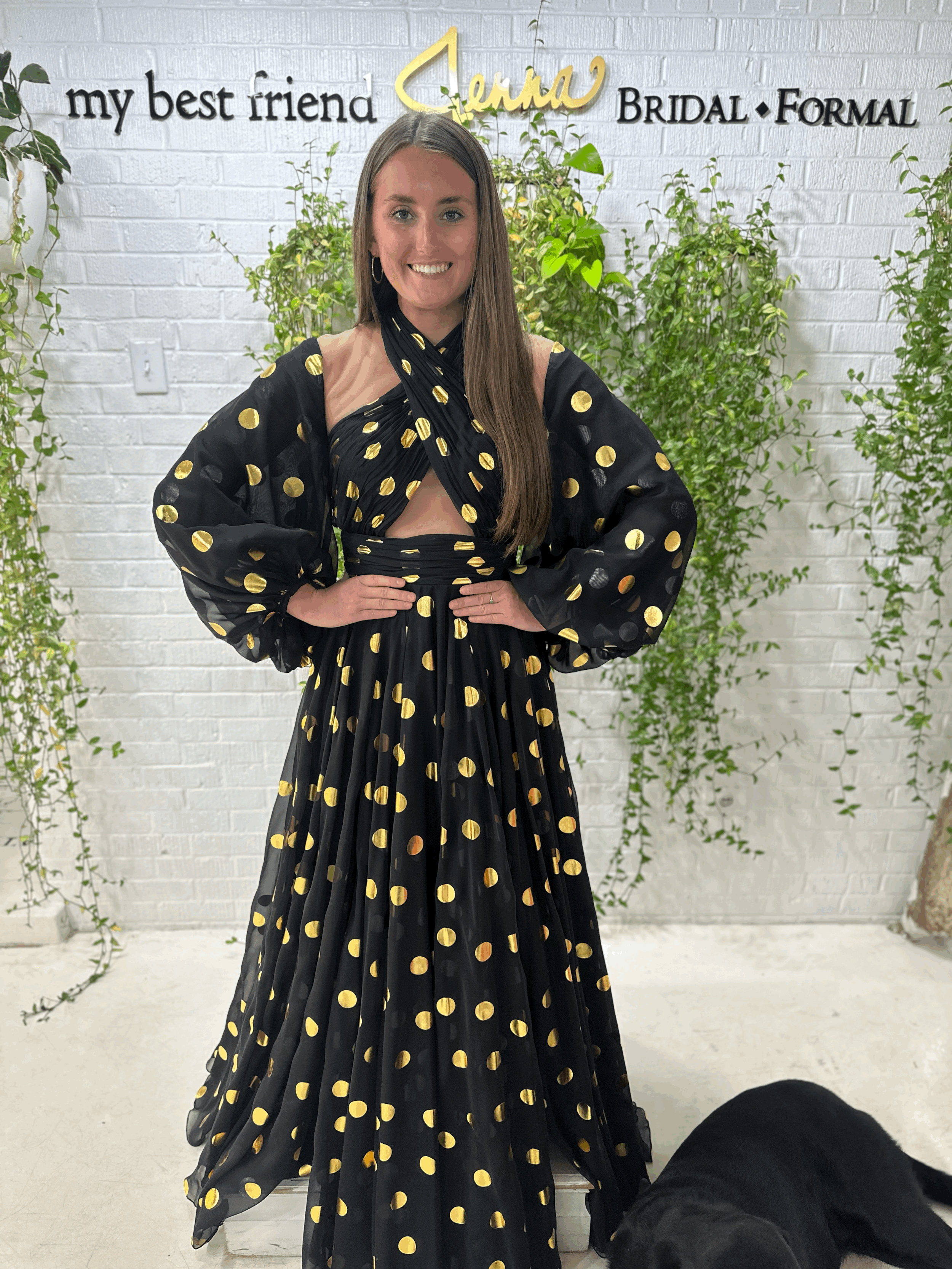 Black and Gold Polka Dot Dress