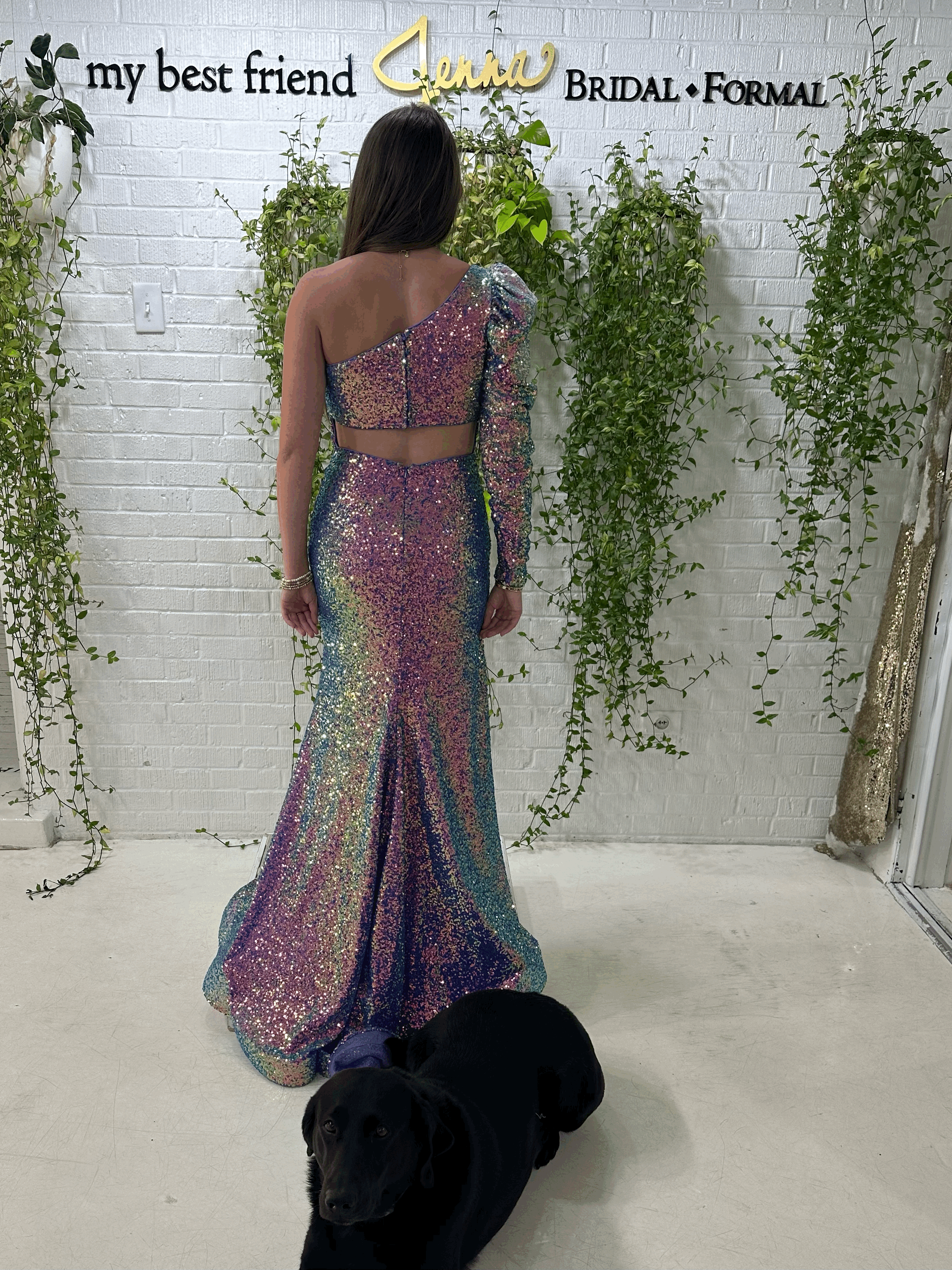 Rachel Allan purple dress available at My Best Friend Jenna in Jackson, TN
