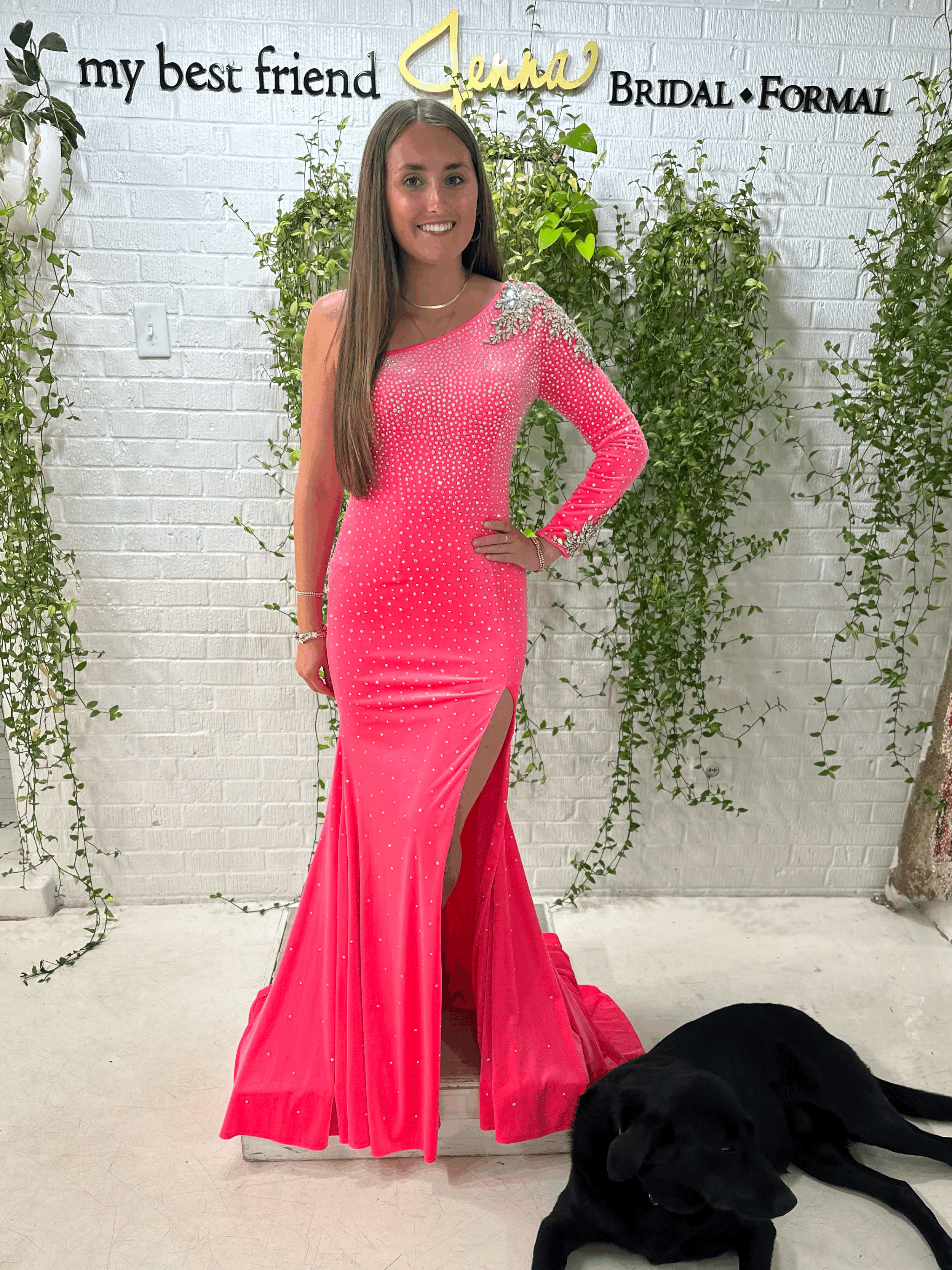Pink Velvet Sleeve Dress