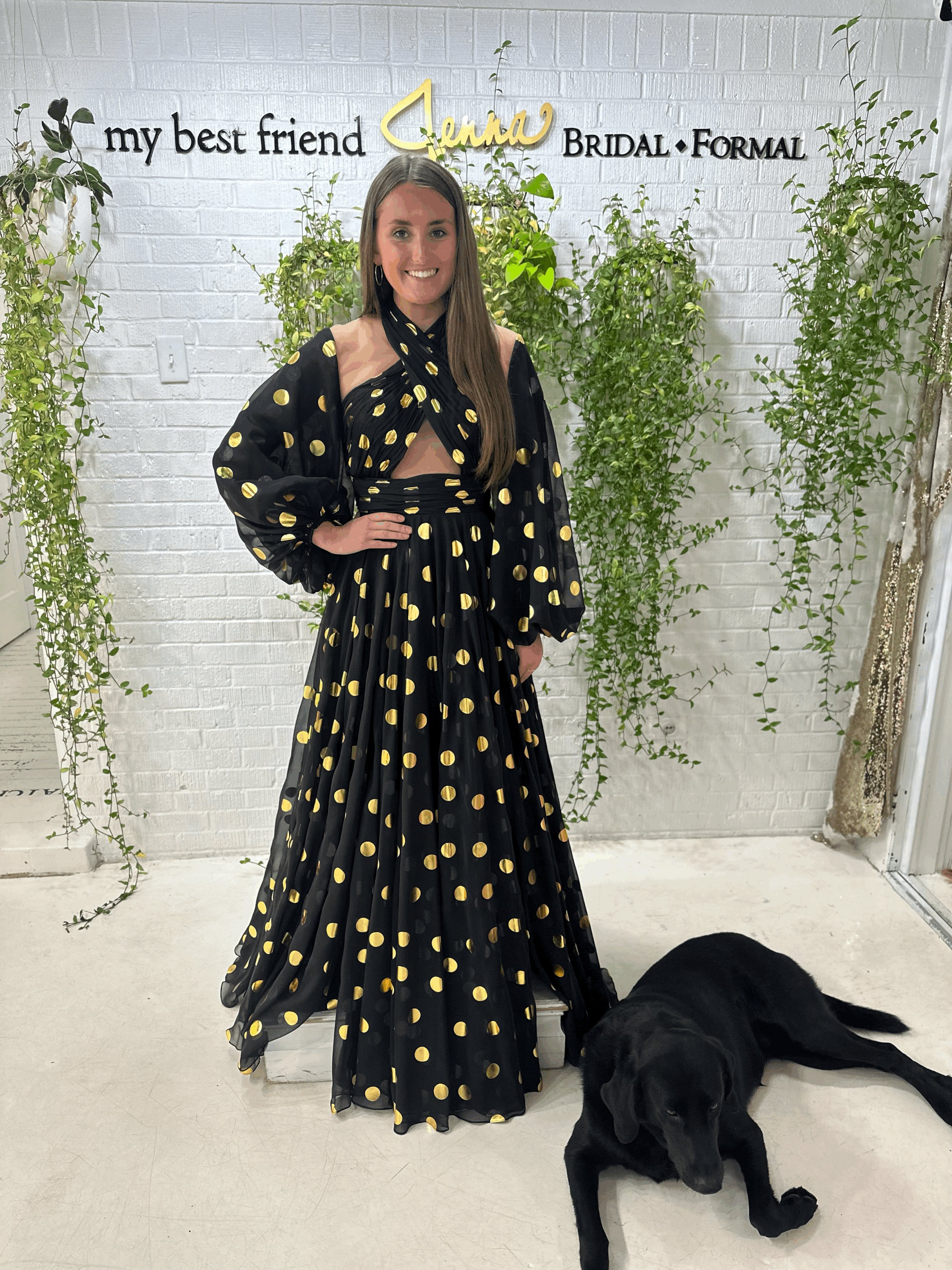Jonathan Kayne black and gold dress available at My Best Friend Jenna in Jackson, TN