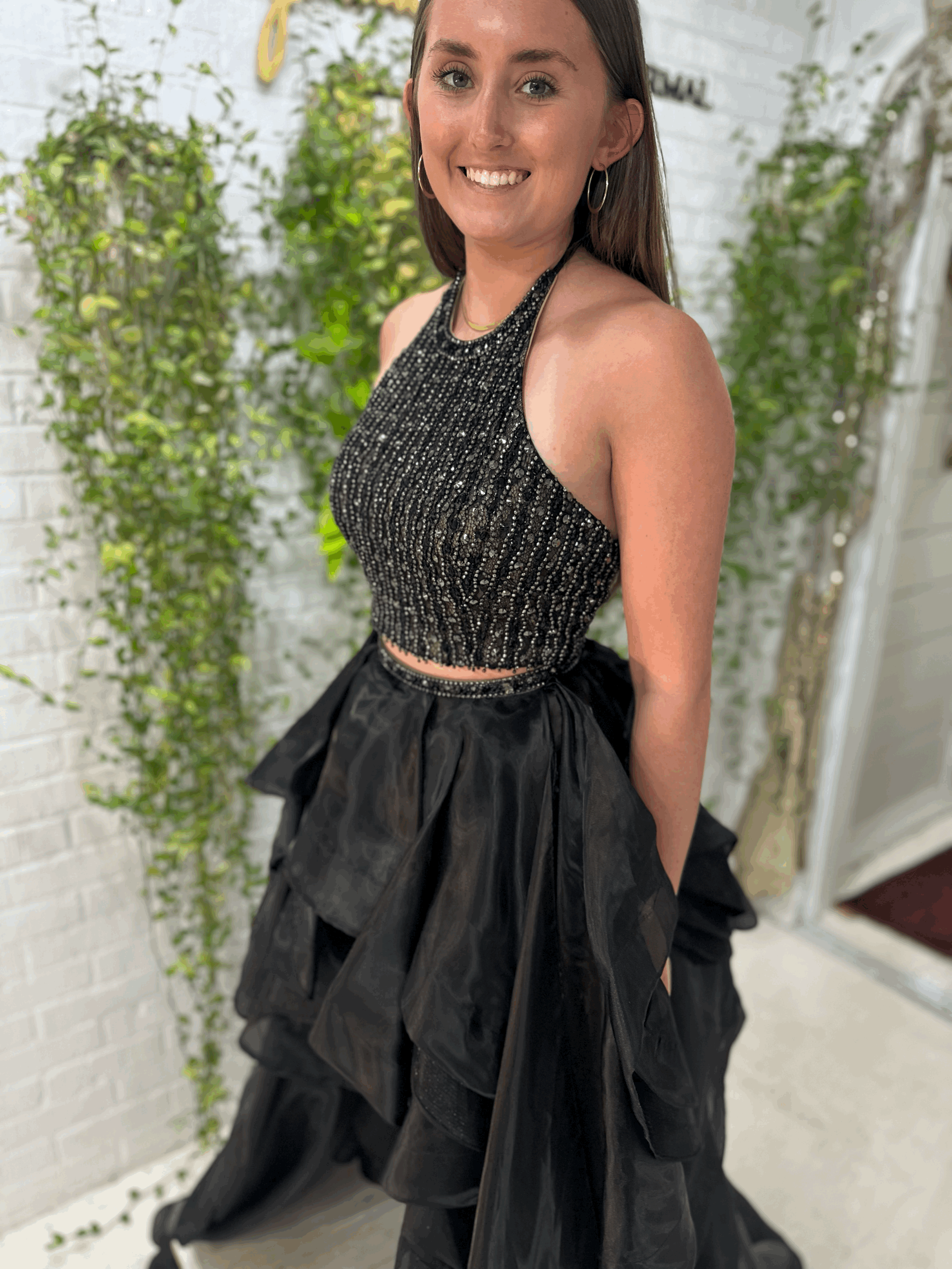 Terani black dress available at My Best Friend Jenna in Jackson, TN