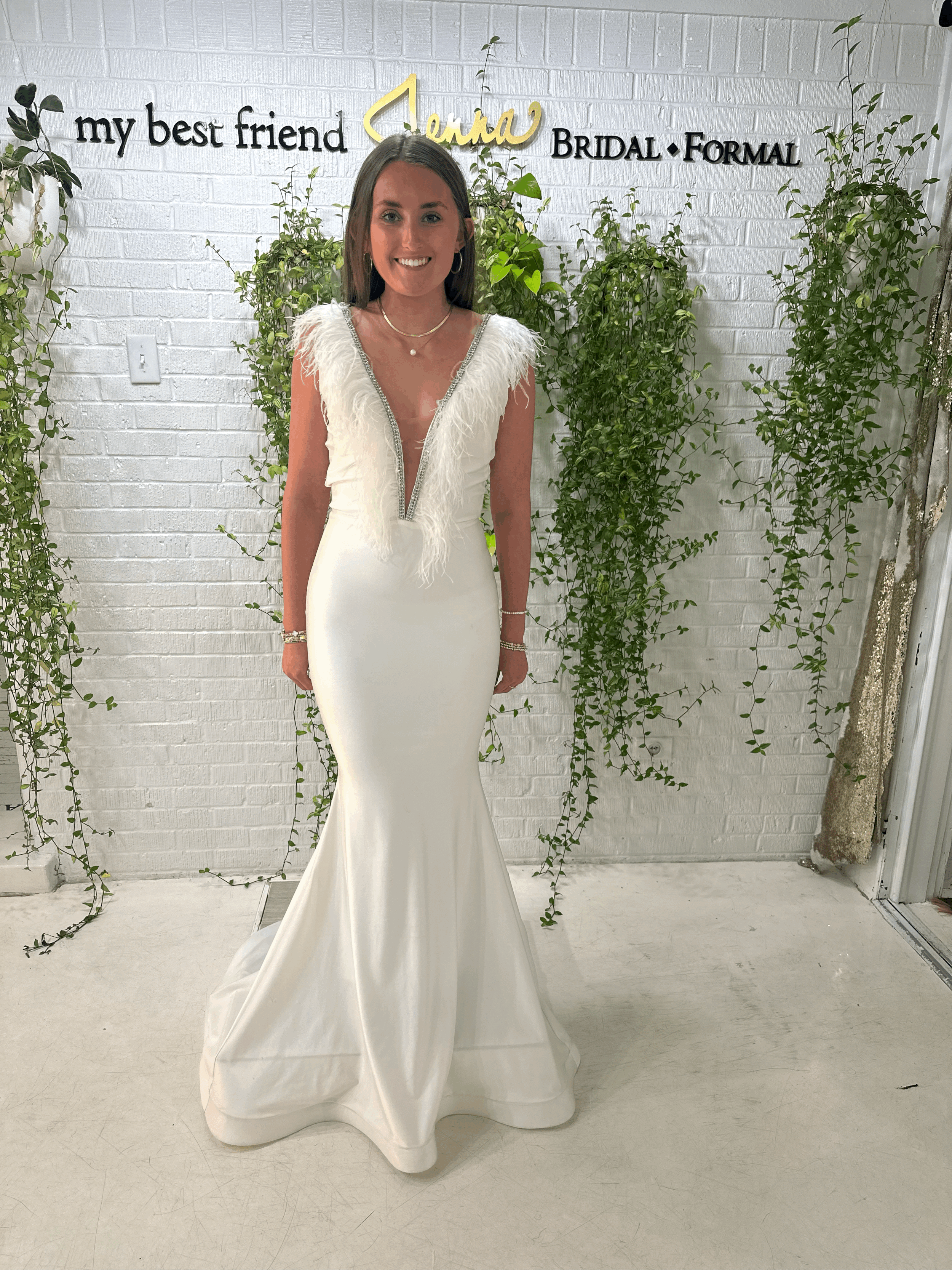 White Feather Mermaid Dress